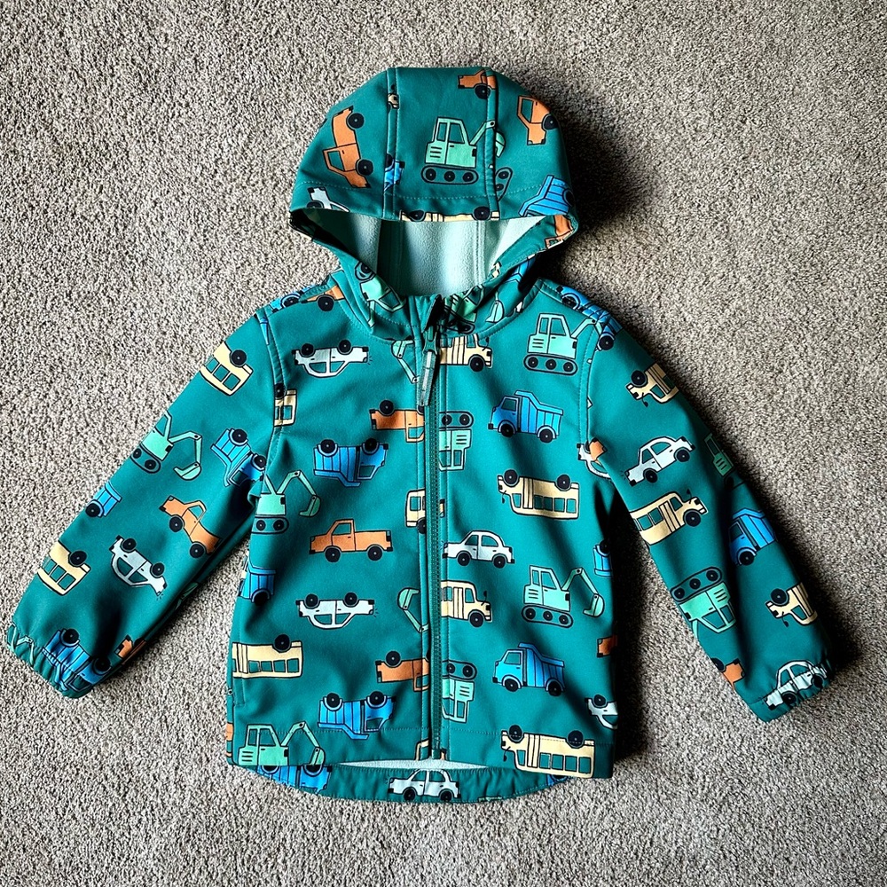 Cat & Jack Green Jacket with Vehicle Design
